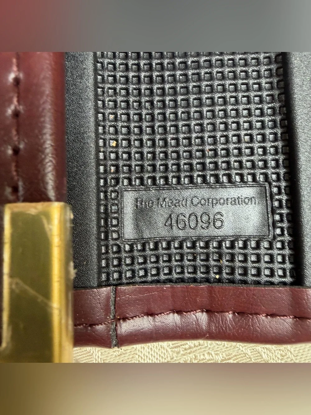 Mead Cambridge Burgundy Leather Portfolio with Gold Corner Accents